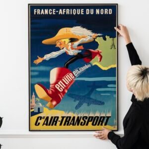 France Afrique du Nord 1940s Travel Poster – Vintage French Colonial Tourism, North Africa Railway, Retro Art Deco Print