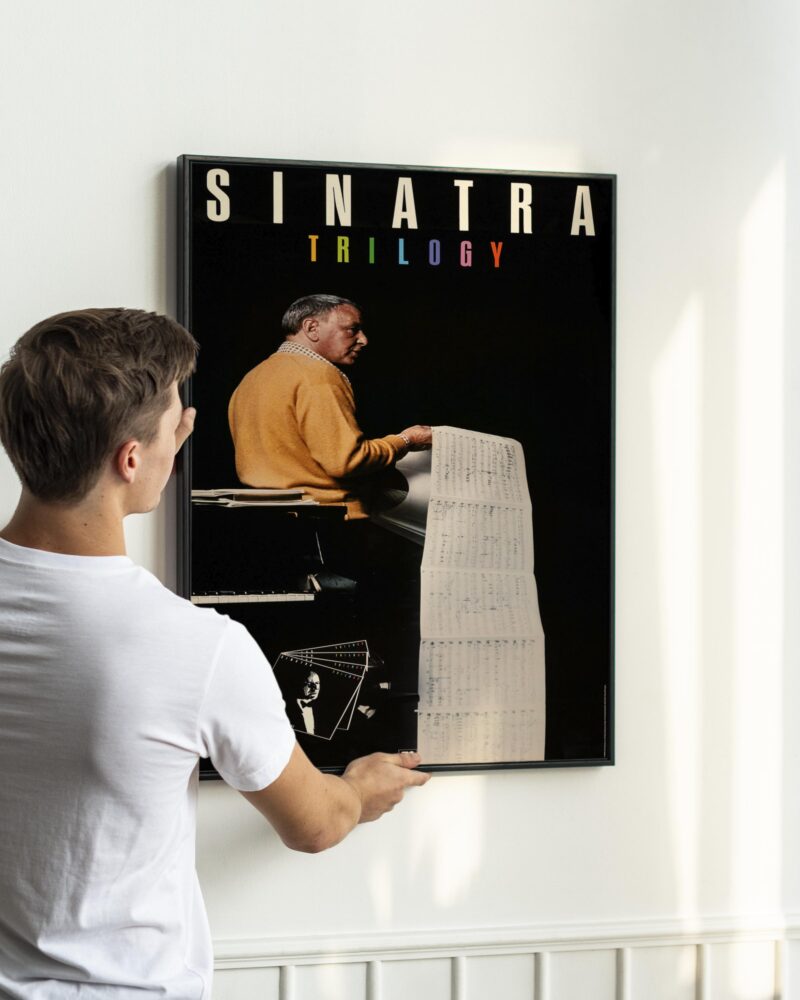 Frank Sinatra Trilogy Promo Poster (1980) – Vintage Jazz & Swing Art, Classic Album Release, Rat Pack Memorabilia