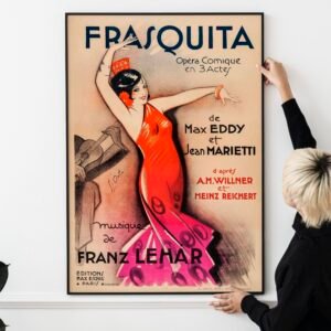 Vintage 1933 Frasquita Poster – French Opera Art Deco Style, Classic Theatre Advertisement, Parisian Stage Print