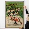 Vintage Disney Poster – Goofy in "How to Swim" (1942), RKO Classic Animation Art
