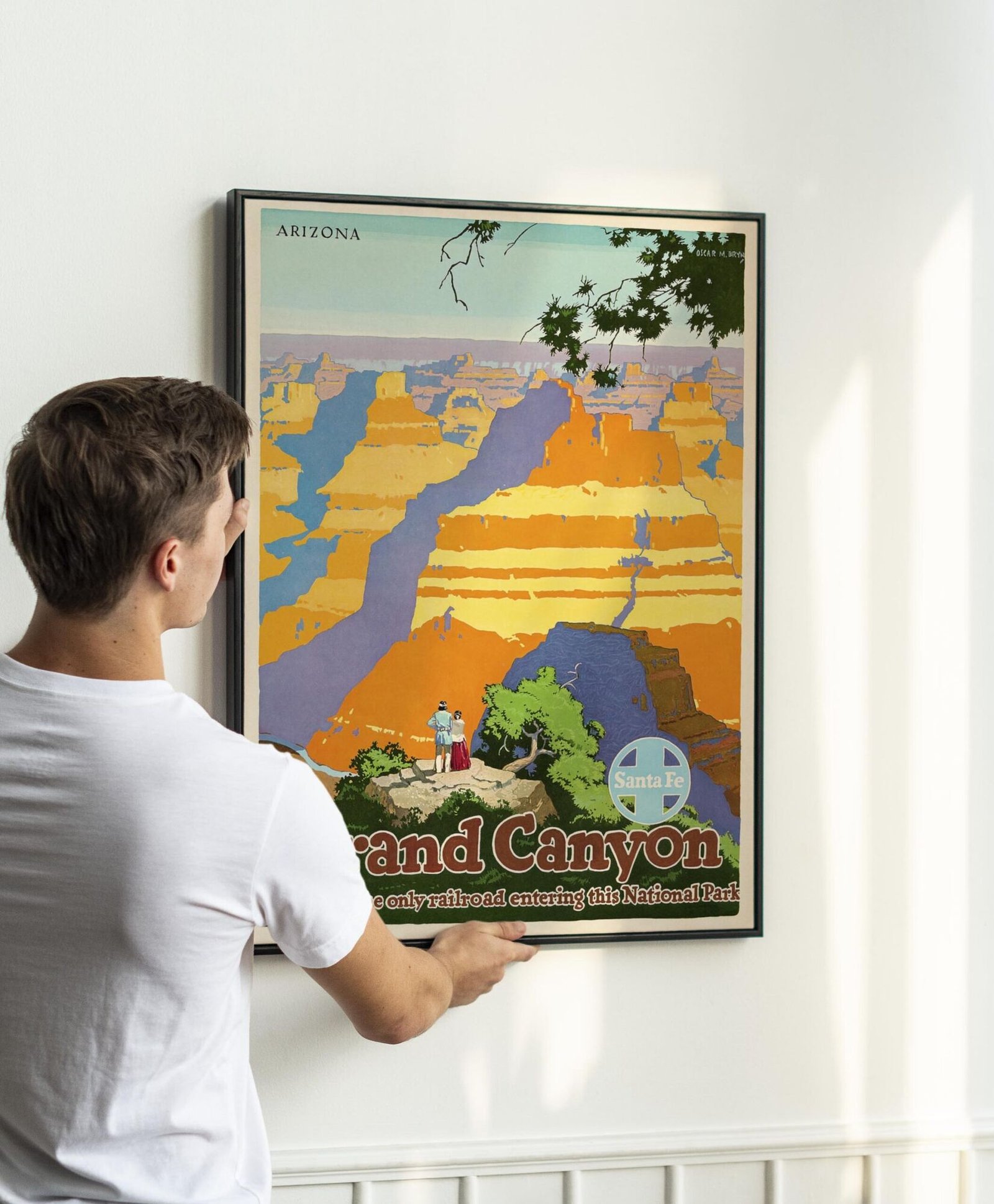 Grand Canyon Santa Fe Railway Poster – 1940s Vintage Travel Print, Classic American Railroad Art, Retro National Park Decor