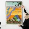 Grand Canyon Santa Fe Railway Poster – 1940s Vintage Travel Print, Classic American Railroad Art, Retro National Park Decor
