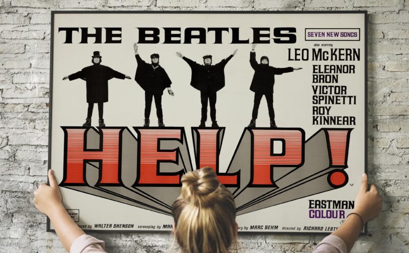 The Beatles "Help!" 1965 Movie Poster – Vintage 60s Rock & Roll Film Artwork