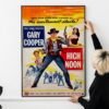 Vintage 1952 High Noon Movie Poster – Western Film Art, Gary Cooper, Grace Kelly, Old West Cinema, Hollywood Classic