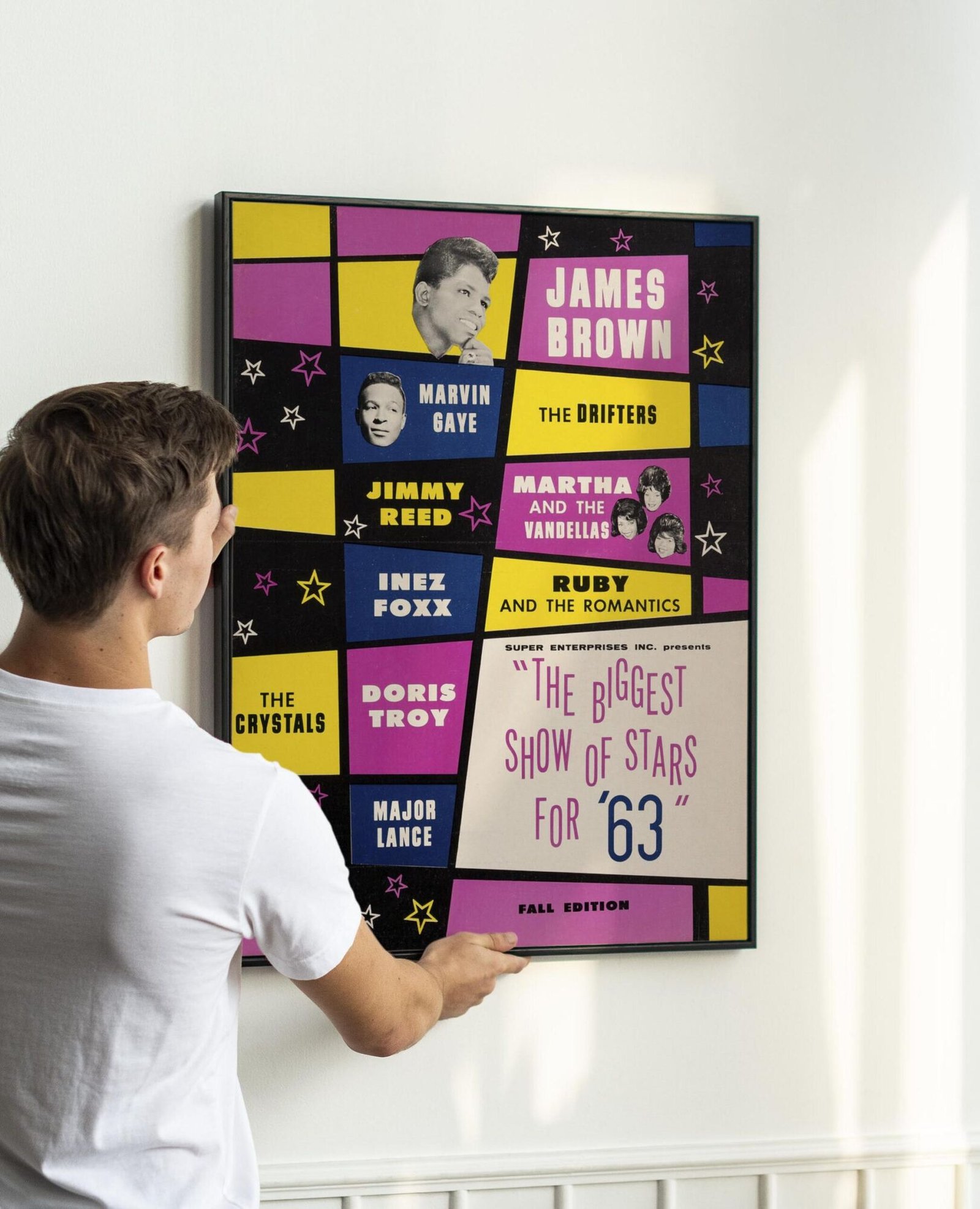 Biggest Show of Stars 1963 Poster – James Brown, Marvin Gaye, Vintage R&B Soul Legends, 1960s Motown Concert Art
