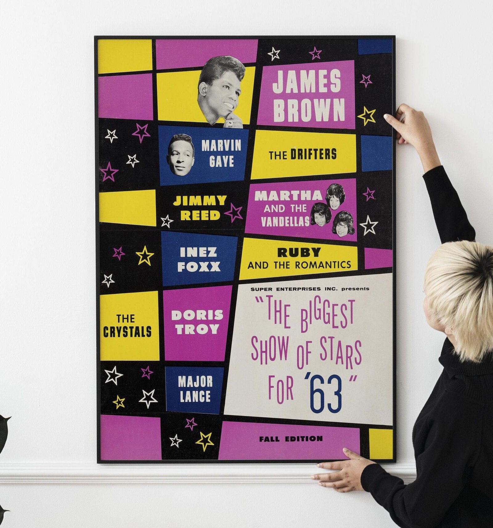 Biggest Show of Stars 1963 Poster – James Brown, Marvin Gaye, Vintage R&B Soul Legends, 1960s Motown Concert Art