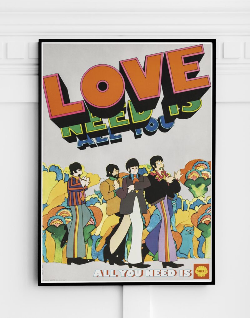 Psychedelic The Beatles "All You Need Is Love" Poster – 60s Rock & Peace Artwork