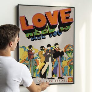 Psychedelic The Beatles "All You Need Is Love" Poster – 60s Rock & Peace Artwork