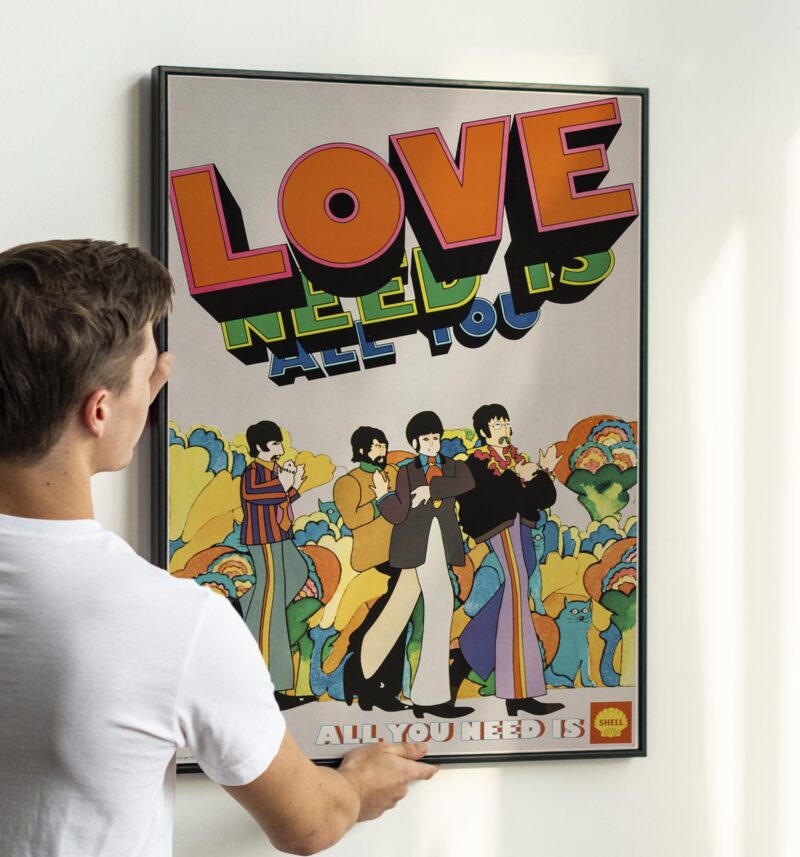 Psychedelic The Beatles "All You Need Is Love" Poster – 60s Rock & Peace Artwork