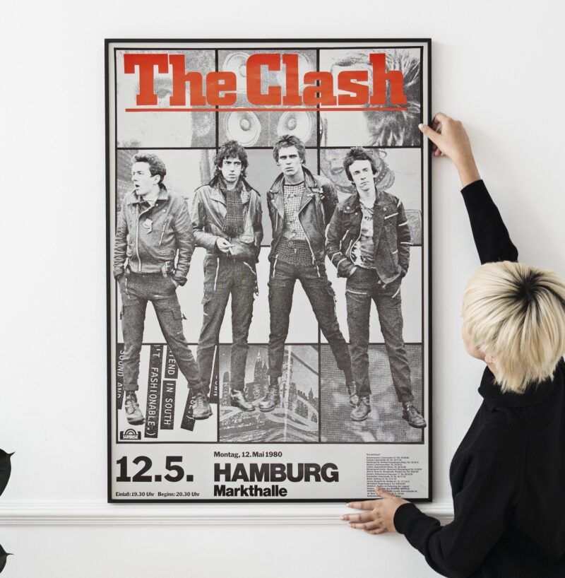 The Clash 1980 Hamburg Concert Poster – Vintage Punk Rock Music Art, Retro Band Memorabilia, Classic Tour Print
