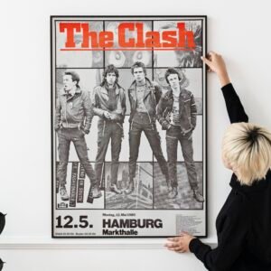 The Clash 1980 Hamburg Concert Poster – Vintage Punk Rock Music Art, Retro Band Memorabilia, Classic Tour Print