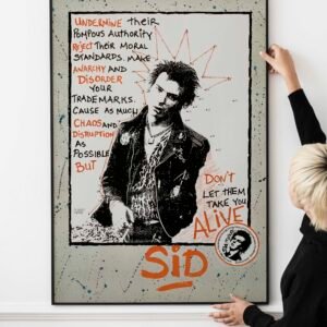Sid Vicious Punk Poster – Vintage 80s Rock Art, Classic Sex Pistols Wall Print