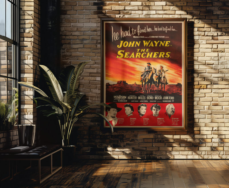 The Searchers Movie Poster Classic 50s Western, Retro John Wayne Film