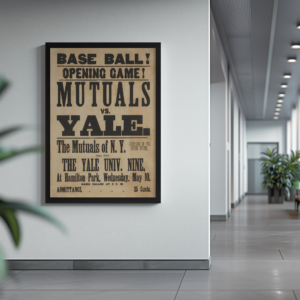 Retro College Baseball Poster – Yale vs. Mutuals of NY 1870s Wall Print