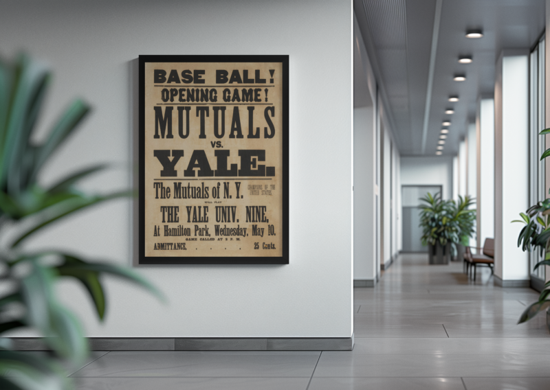 Retro College Baseball Poster – Yale vs. Mutuals of NY 1870s Wall Print