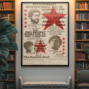 Vintage Civil Rights Movement Poster – 1971 Black Panther Protest, Huey Newton, Kathleen Cleaver