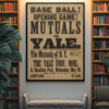 Retro College Baseball Poster – Yale vs. Mutuals of NY 1870s Wall Print