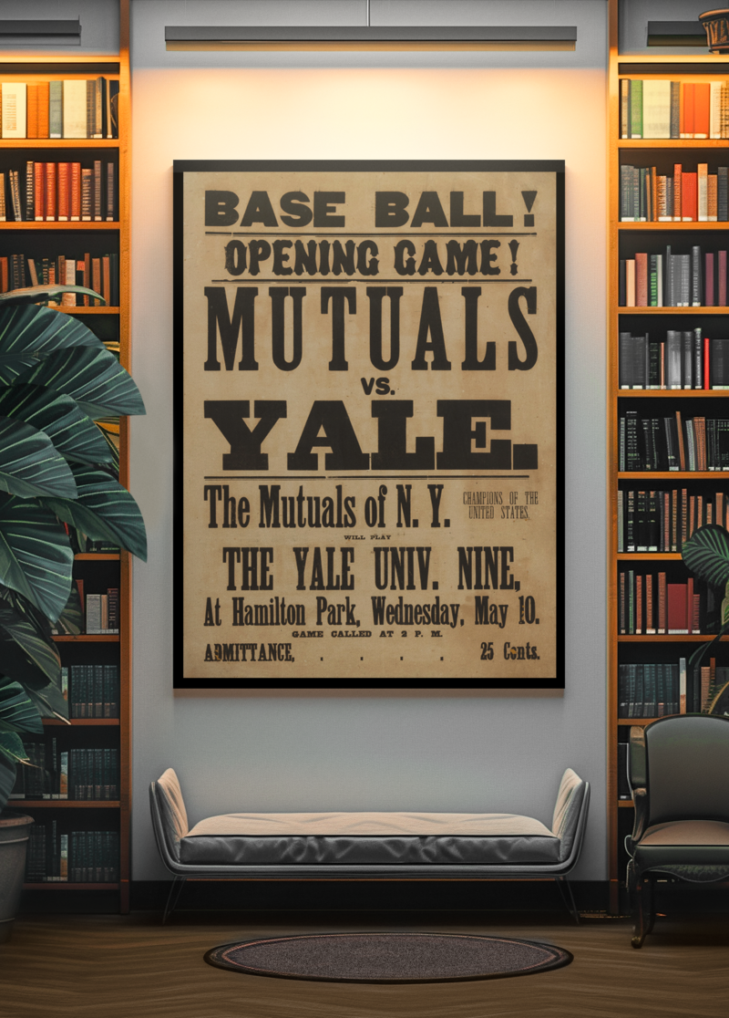 Retro College Baseball Poster – Yale vs. Mutuals of NY 1870s Wall Print