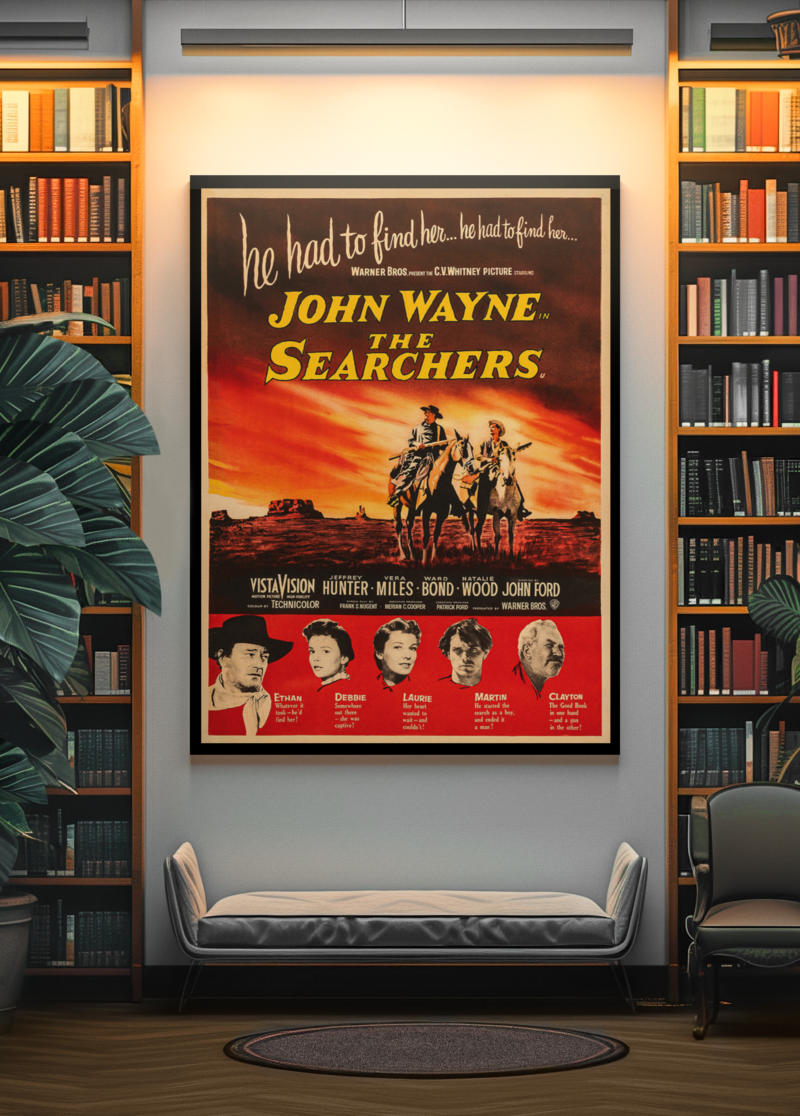 The Searchers Movie Poster Classic 50s Western, Retro John Wayne Film