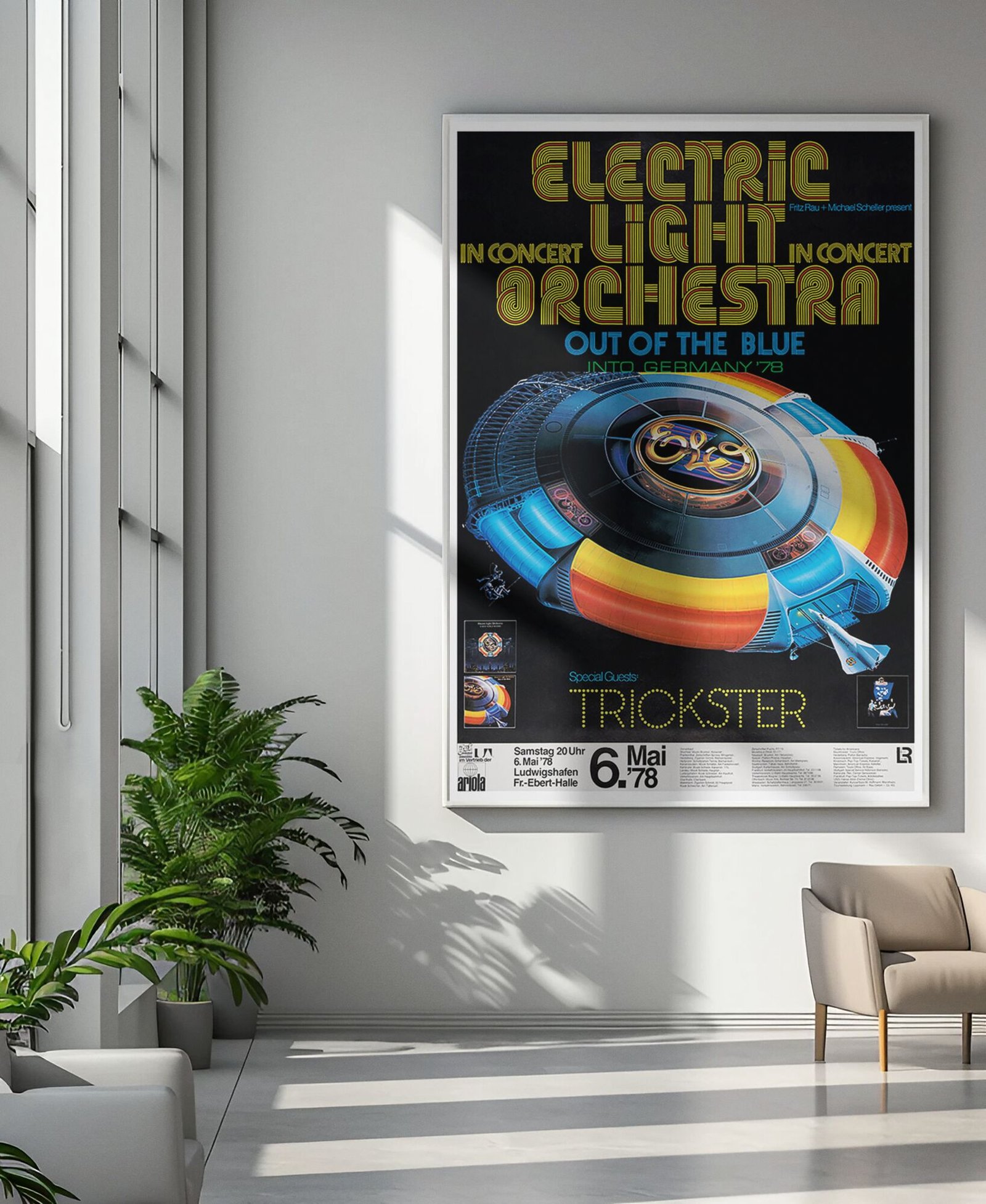 Vintage ELO Poster – 1978 Electric Light Orchestra Concert Art, Classic Rock Band Music Print