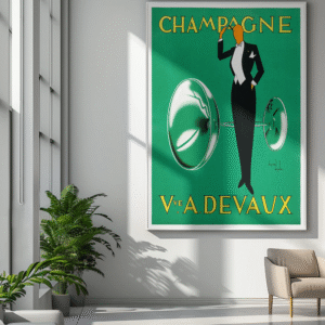 Vintage French Poster – Veuve A. Devaux Champagne Advertising Print