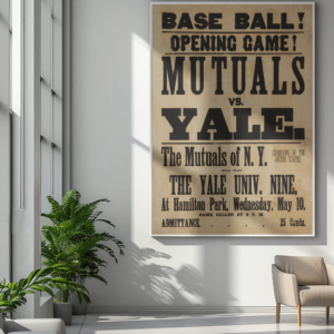 Retro College Baseball Poster – Yale vs. Mutuals of NY 1870s Wall Print