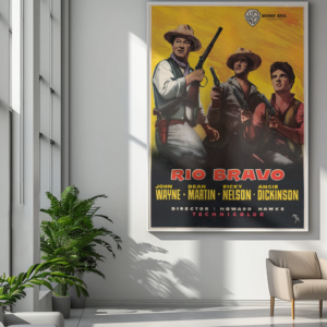 John Wayne Rio Bravo Poster – Classic 50s Western Movie, Retro Wild West Film Memorabilia