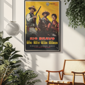 John Wayne Rio Bravo Poster – Classic 50s Western Movie, Retro Wild West Film Memorabilia