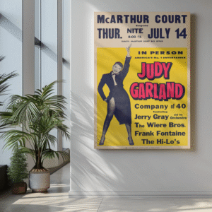 Vintage 1950s Judy Garland Poster – Rare Concert Art from McArthur Court