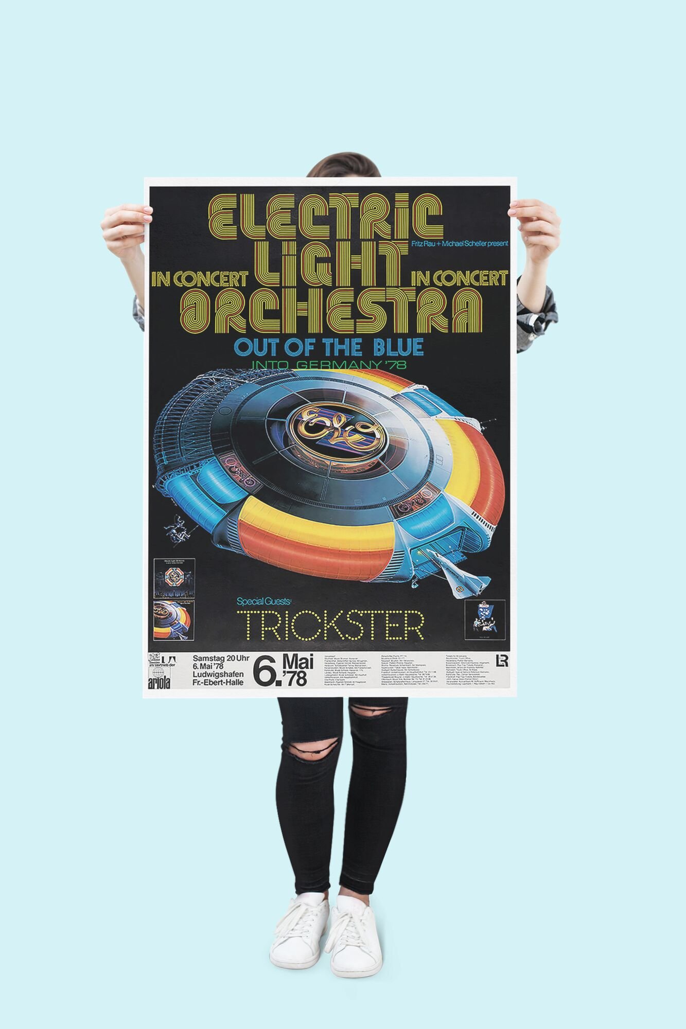 ELO 1978 Concert Poster – Vintage Rock Band Print, Classic 70s Music Festival Wall Art
