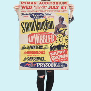 Retro Jazz Festival Poster – 1950s Sarah Vaughan & Muddy Waters Artwork