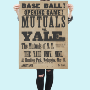 Retro College Baseball Poster – Yale vs. Mutuals of NY 1870s Wall Print