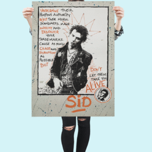 Sid Vicious Retro 80s Punk Poster – Classic Rock Print, Vintage Music Wall Art, Alternative Rock Concert Decor