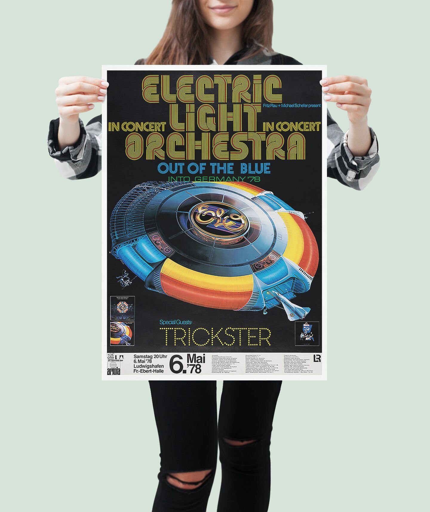 ELO 1978 Concert Poster – Vintage Rock Band Print, Classic 70s Music Festival Wall Art