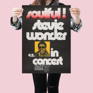 Stevie Wonder Live 1972 – Retro Motown Concert Poster, Soul Music Wall Print