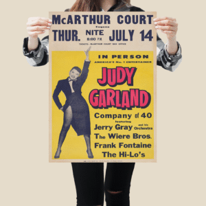 Vintage 1950s Judy Garland Poster – Rare Concert Art from McArthur Court
