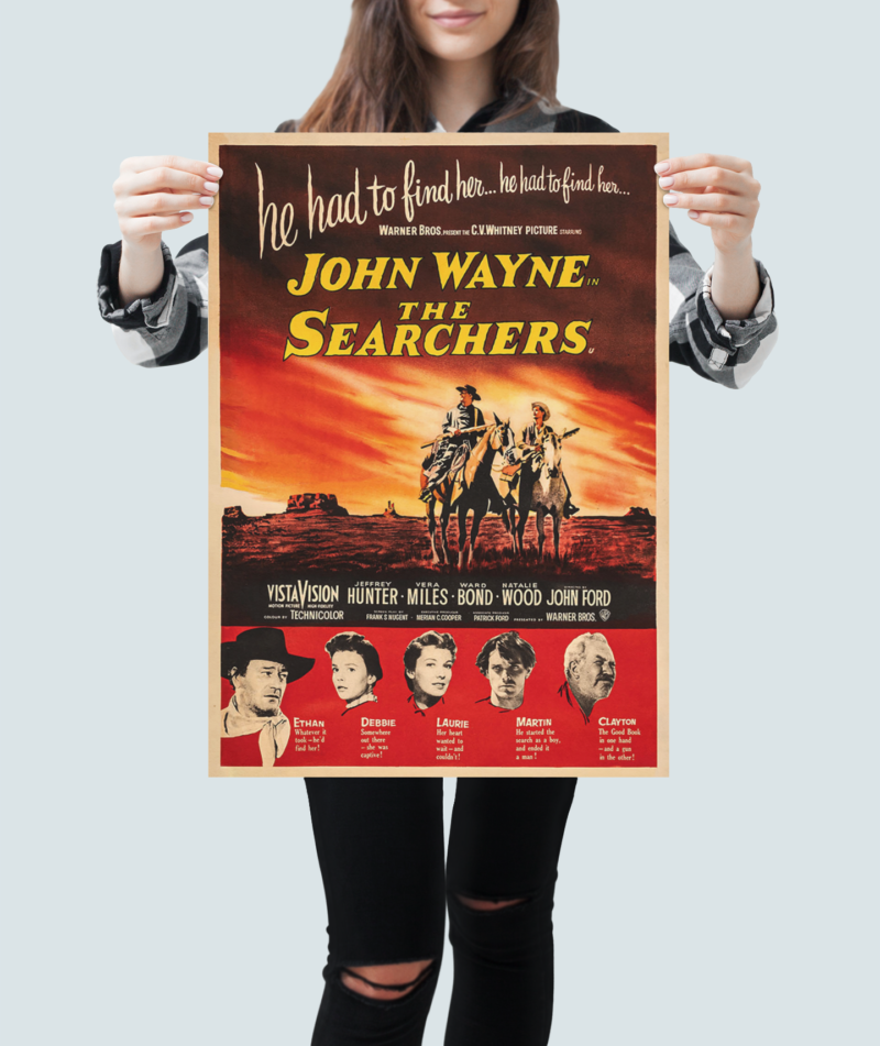 The Searchers Movie Poster Classic 50s Western, Retro John Wayne Film