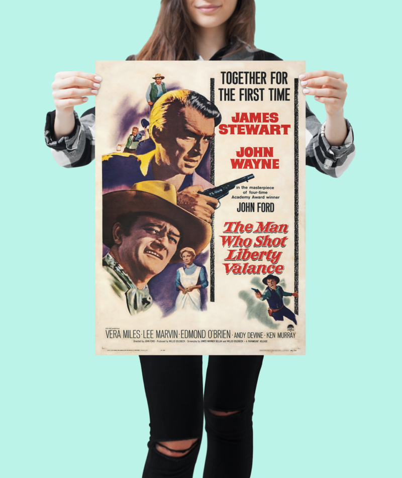 The Man Who Shot Liberty Valance 1962 Movie Poster – John Wayne Classic Western Art