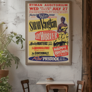 Retro Jazz Festival Poster – 1950s Sarah Vaughan & Muddy Waters Artwork