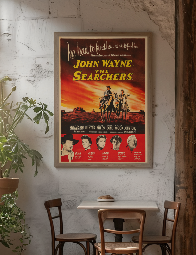 The Searchers Movie Poster Classic 50s Western, Retro John Wayne Film