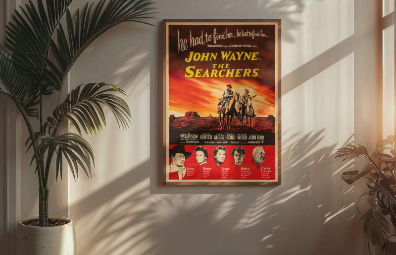 The Searchers Movie Poster Classic 50s Western, Retro John Wayne Film