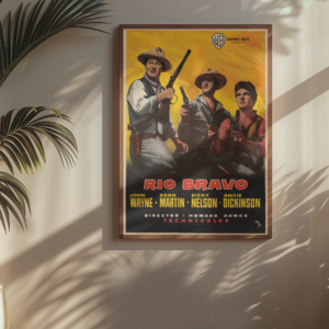 John Wayne Rio Bravo Poster – Classic 50s Western Movie, Retro Wild West Film Memorabilia