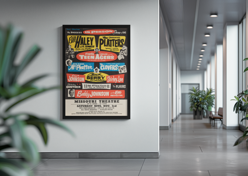 50s Rock n Roll Legends Poster – Chuck Berry & Bill Haley Concert Art