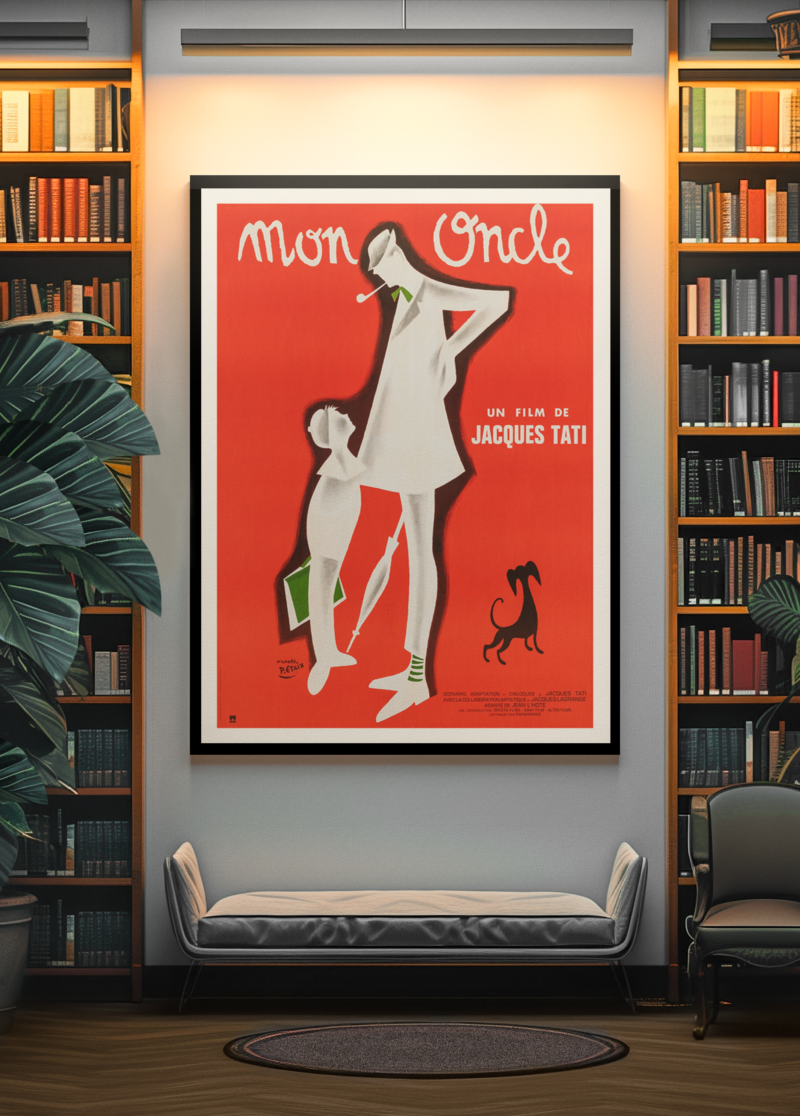 Vintage Jacques Tati Poster – Mon Oncle 1950s French Film Print