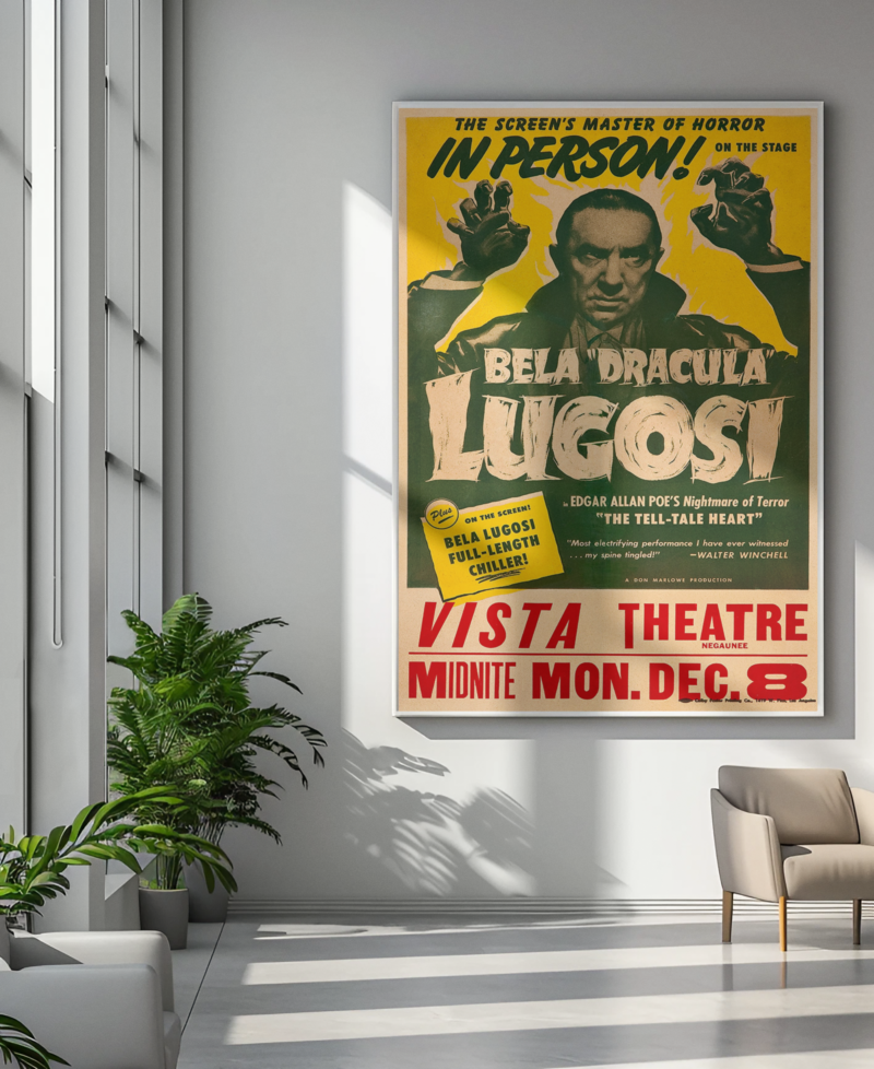 The Tell-Tale Heart Poster – Vintage Horror Star Bela Lugosi, Edgar Allan Poe Play