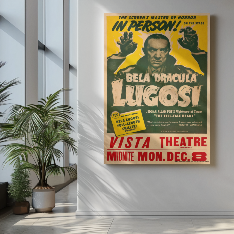 The Tell-Tale Heart Poster – Vintage Horror Star Bela Lugosi, Edgar Allan Poe Play