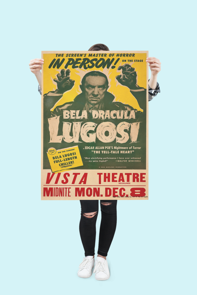 The Tell-Tale Heart Poster – Vintage Horror Star Bela Lugosi, Edgar Allan Poe Play