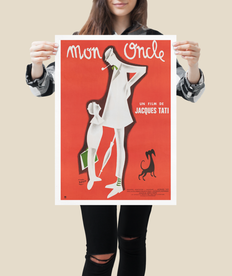 Vintage Jacques Tati Poster – Mon Oncle 1950s French Film Print