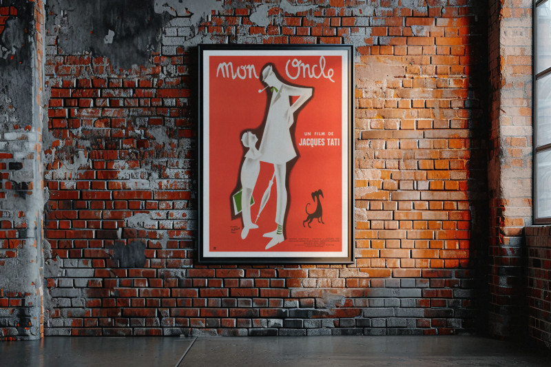 Vintage Jacques Tati Poster – Mon Oncle 1950s French Film Print