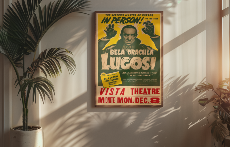 The Tell-Tale Heart Poster – Vintage Horror Star Bela Lugosi, Edgar Allan Poe Play